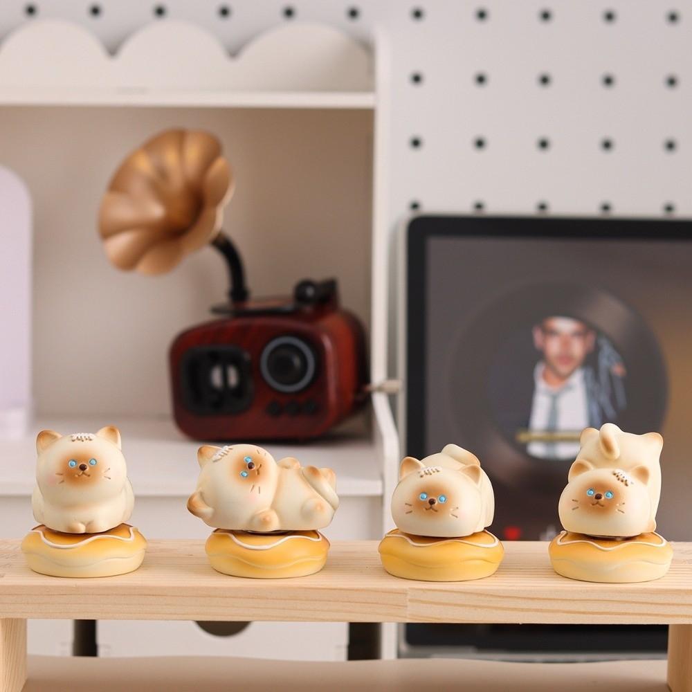 Exquisite Siamese Cat Statue Multicolor Table Ornament Cute Kitty Rotating Figurine Car Ornaments