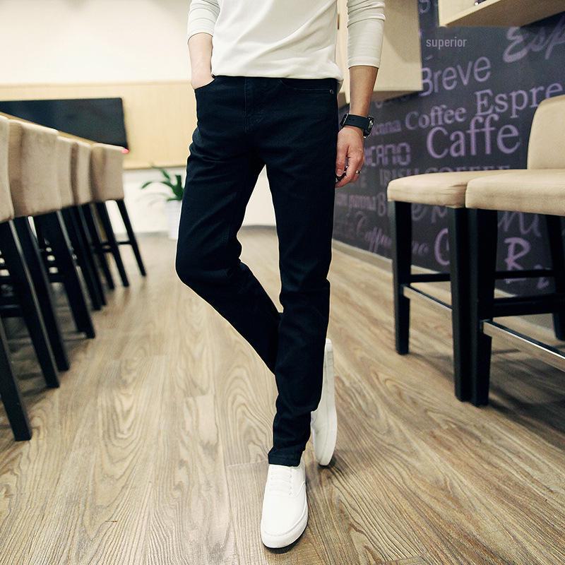 Мужские узкие эластичные белые джинсы – тренд весны и осени, большой размер, чисто-белый