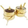 Stainless Steel Sugar Bowl Set with Transparent Glass Cover Bracket Rust Proof Seasoning Box Smooth Seasoning Jar Compact Sugar