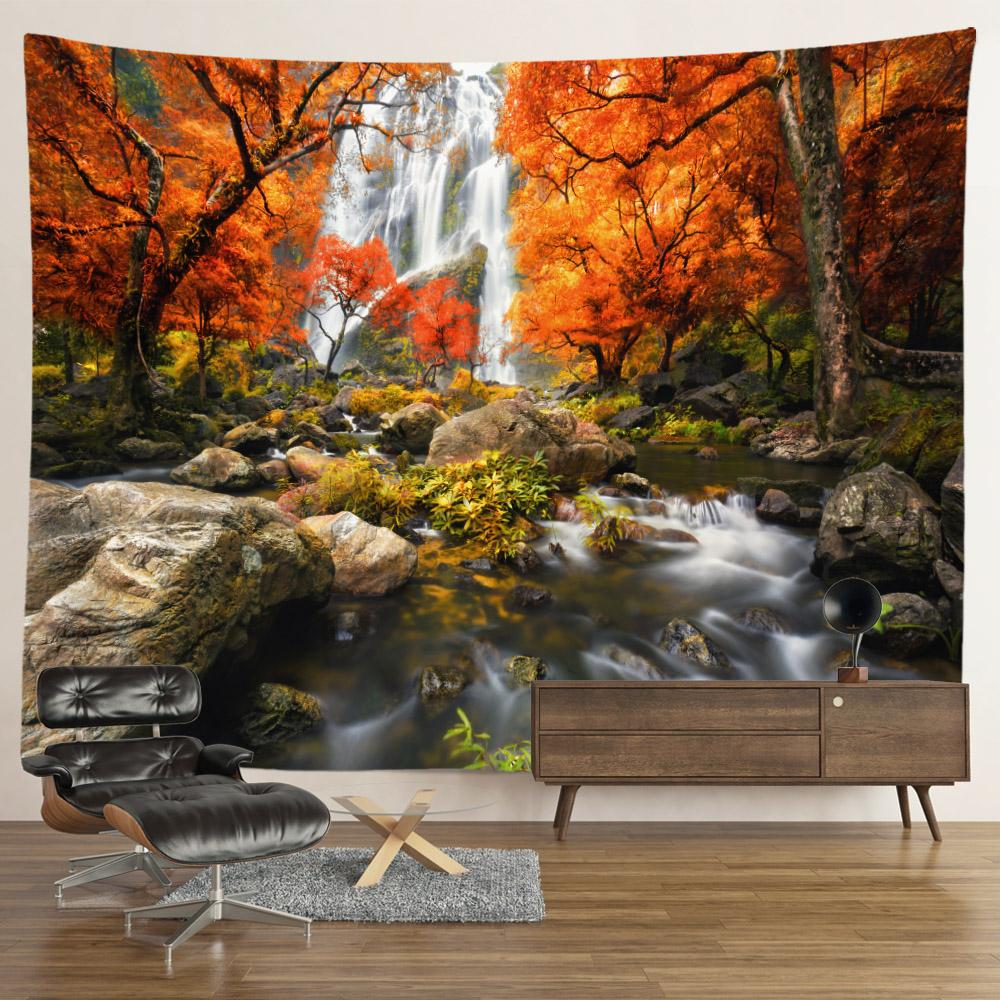 Пейзаж Водопад Гобелен Настенные Цветы Таинственный Лес Дерево Джунгли Большой Гобелен Искусство Эстетический Декор Комнаты Спальня