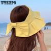 Women's Solid Color Spring Summer Wide Brim Sun Hats with Bow Foldable Fashion Sun Protection Adjustable Cool Hats