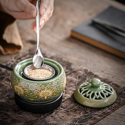 Круглая курильница ручной работы, электронная курильница для благовоний, для палочек, конусов, шалфея, подставка-аромадиффузор из натурального дерева для йоги, медитации