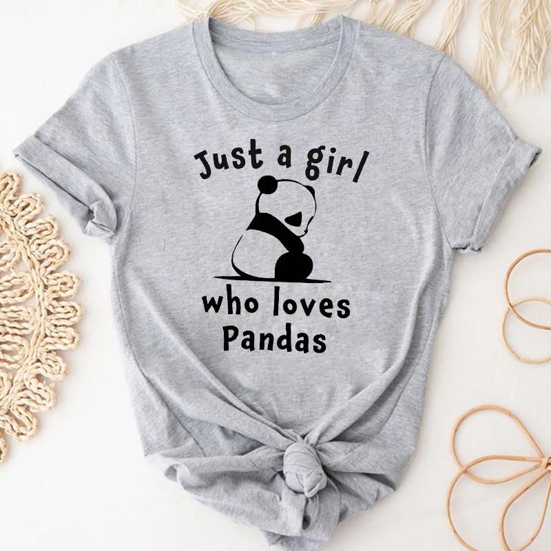 Футболка, модная футболка, одежда, повседневная, Sweet Love, панда, весна, с коротким рукавом, женская футболка с принтом, летняя женская футболка с рисунком