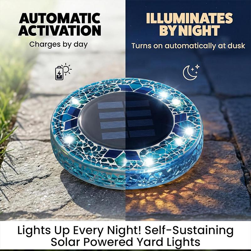 4/2/1PCS Solar Disk Light Waterproof Outdoor Glass Garden Stake Lighting Colorful Decorative Pathway LED Lights Dusk to Dawn