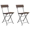 319987 vidaXL Bistro Chairs Folding 2pcs Brown Woven Resin and Steel