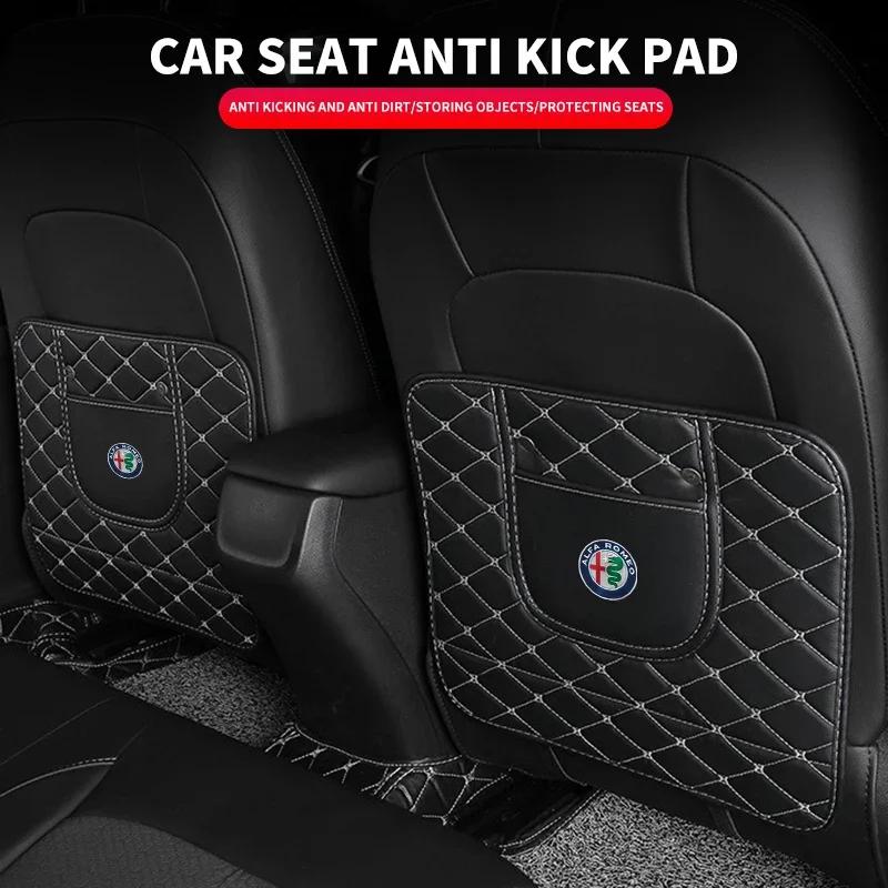 Car Seat Back Anti Kick Pad Leather Scratch Mat For Alfa Romeo 146 147 155 156 159 Stelvio Giulia Giulietta Mito GT Accessories zq7