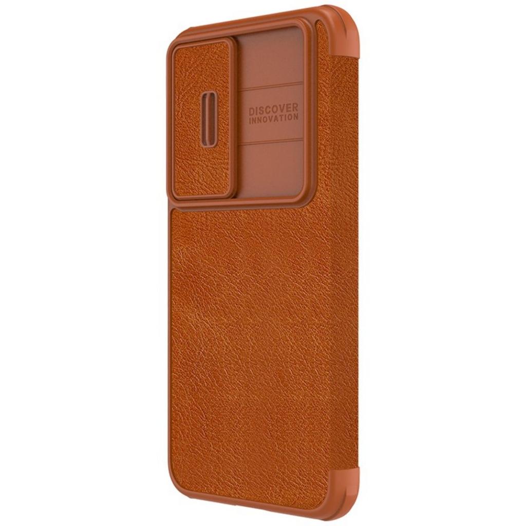 Откидной чехол Nillkin Qin Leather Pro для Samsung Galaxy S23+ с защитой камеры, коричневый