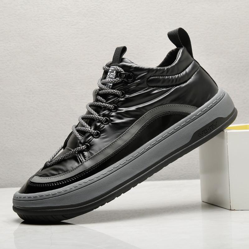 2025 direct supply men's shoes down cloth waterproof high-top shoes men's winter casual versatile board shoes trendy clown shoes