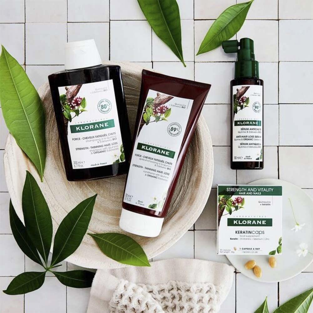 Klorane Шампунь с хинином и эдельвейсом 400 мл + Кондиционер 200 мл, 1 шт.