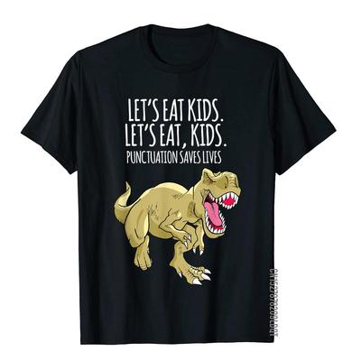 Смешная Let's Eat Kids Знаки препинания спасают жизни Грамматика T TShirt Топы Футболка Модный Простой Стиль Хлопок Мужская Футболка Обычная