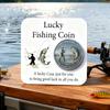 Счастливая монета для рыбалки с гравировкой на карточке «Рыбак ловит большую рыбу», коллекционная монета, талисман на удачу для любителя рыбалки, памятный жетон для рыболовов
