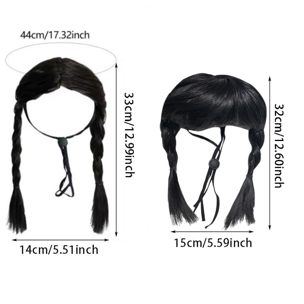 Funny Double Ponytail Pet Hairpiece Black Cosplay Wig Easy to Wear Animal Wig Festival Cosplay
