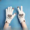 Touch Screen Cat Claw Cold-proof and Warm Gloves for Women Velvet Thickened Wool Knitted Gloves for Autumn and Winter