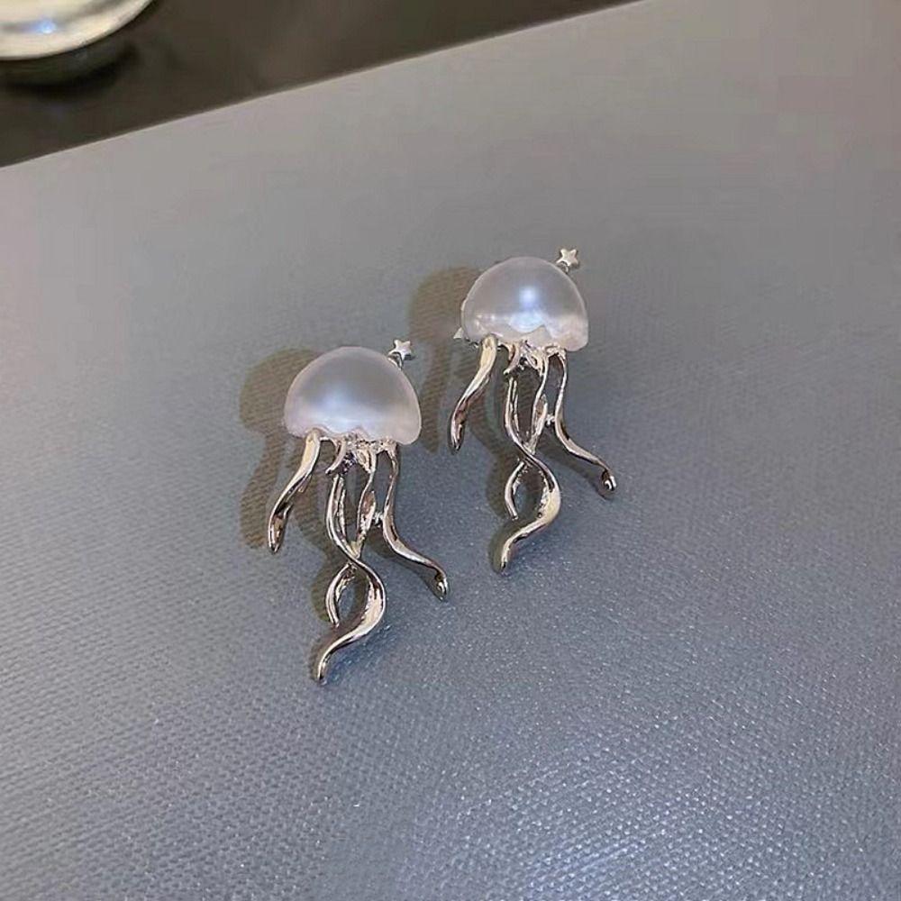 Jewelry Y2K Jellyfish Stud Earrings Women Crystal Necklace Transparent Pendant Korean Style Choker