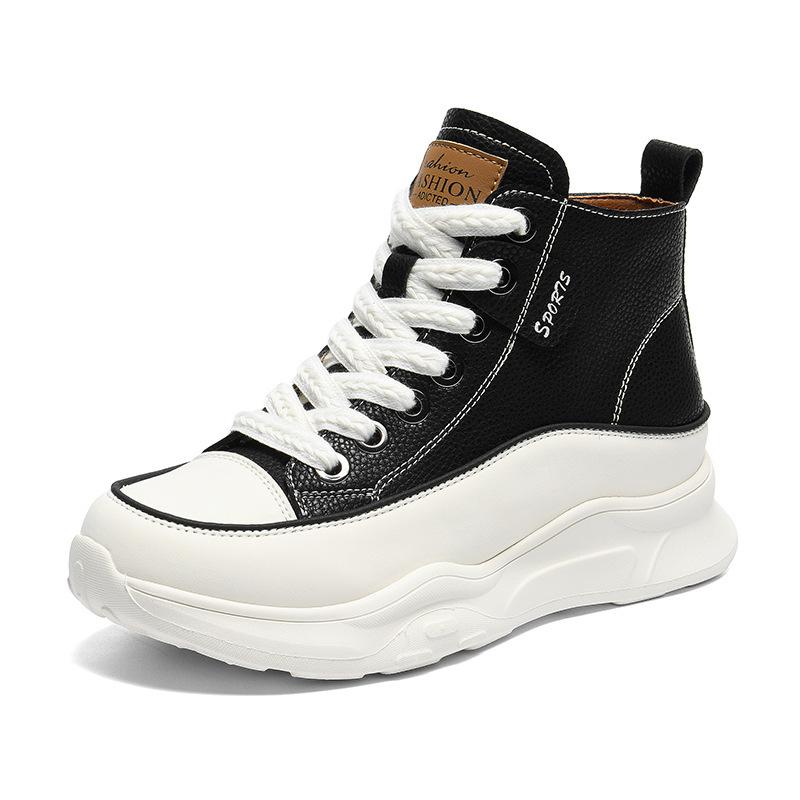 Осенние новые женские модные повседневные туфли на платформе и платформе с молнией, белые туфли с высоким берцем