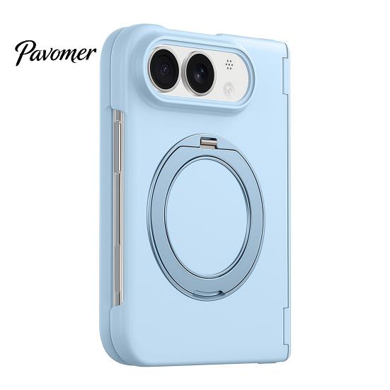 Wireless Charging Compatible Shell Magnetic Phone Case for IPhoneDuo with 360 Degree Ring, Rotatable Non Hinge Protection Cover Slip Holder,