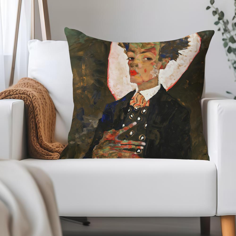 Art Egon S-schiele Pillow Case Applicable Space For Guest Rooms Interiors Cars Office House Decoration