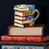 Painted Book Cup 3D Stacked Book Coffee Mug 300ml Unique Reading Atmosphere Mug Literary Collection Gifts for Book Lovers