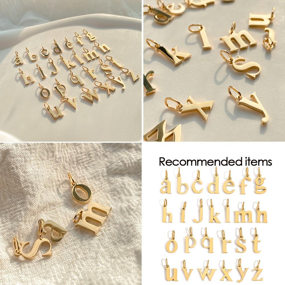 Chi Hang Jewelry Подвеска с маленькой буквой алфавита из нержавеющей стали - 26 букв