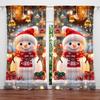 2pcs Cute Christmas Snowman Printed Curtain for Christmas Home Decor - Rod Pocket Window Treatment for Bedroom, Office, Kitchen