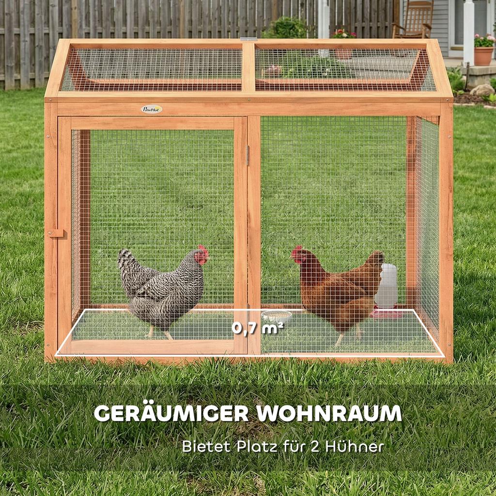 Chicken Coop Free-Range Enclosure with Perch Double Doors, made of Wood and Metal, for 2 Chickens, 104 x 70.5 x 84 cm Orange
