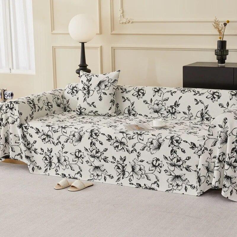 Двусторонний чехол для дивана из синели, одеяла с цветочным принтом, многофункциональное одеяло для дивана, полотенце, чехол для стула, подходит для всех сезонов