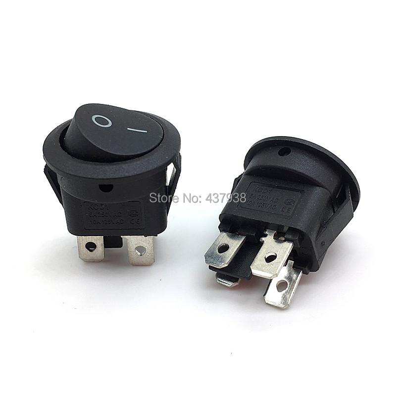5pcs KCD1 224N Round Rocker Switch Black 4 Pin 6A 250V/10A 125VAC Boat Switch Snap-in SPST ON OFF Rocker 2 Position Switch