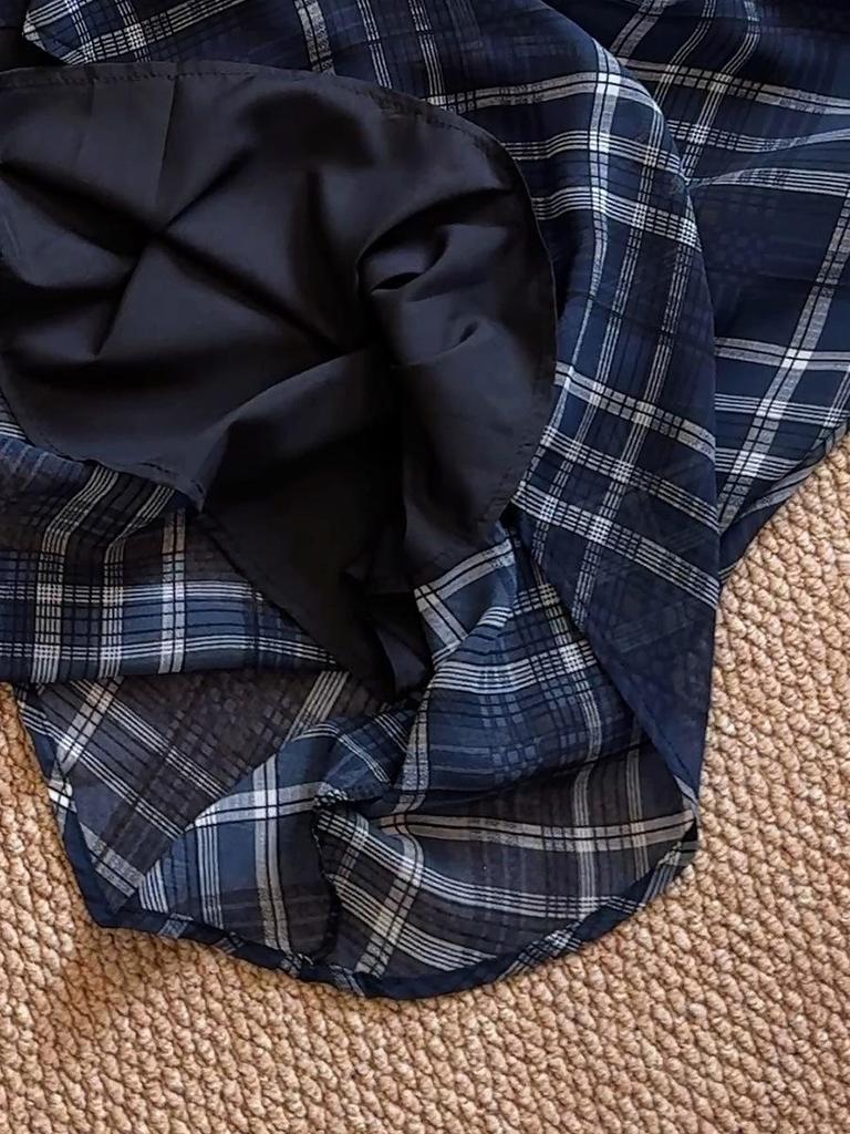 Женская ретро-юбка в синюю клетку "рыбий хвост" - Артистичный летний стиль, стройнящая