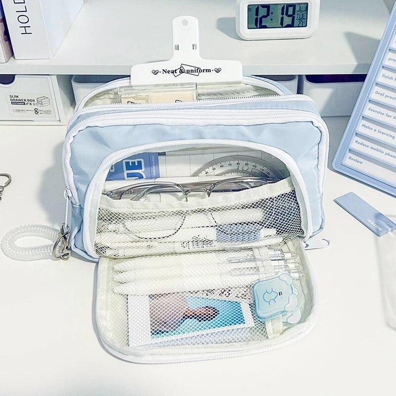 Эстетическая сумка-карандаш большой емкости для девочек, школьные чехлы, милый держатель для канцелярских принадлежностей, сумка-карандаш на молнии, школьные принадлежности для студентов