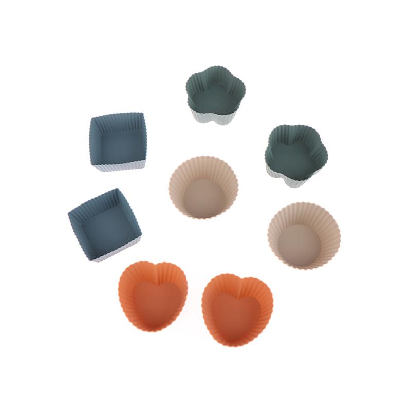 8Pcs Multi-Shape Silicone Cupcake Liners Baking Cups Non-Stick Reusable Diy Cake Pudding Muffin Liners Pastry Cake Baking Mold