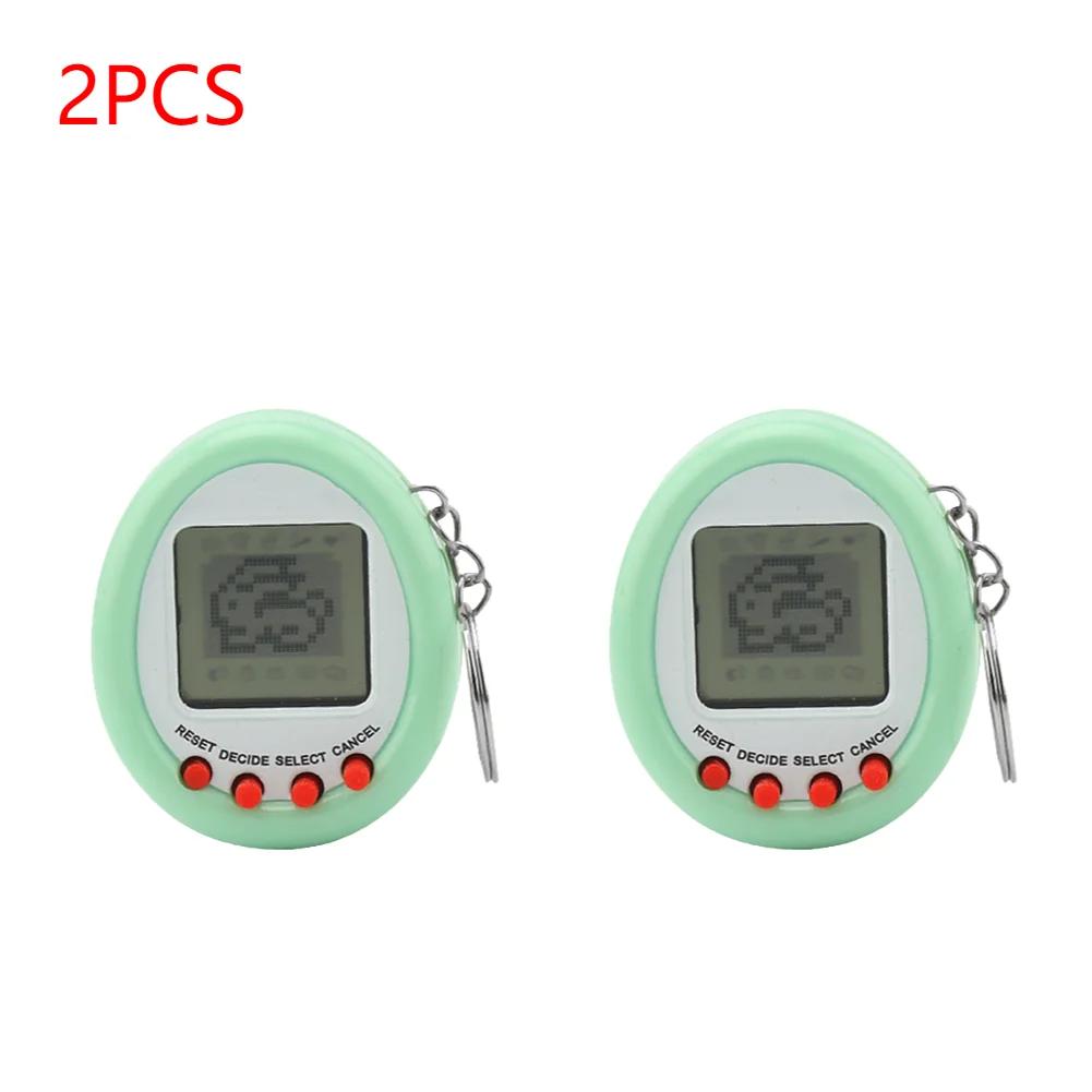 2PCS Macaron Mini Electronic Pet Machine Virtual Pet Tamagotchi Toy With Keyring Virtual Cyber Toy For Kids Birthday Gifts