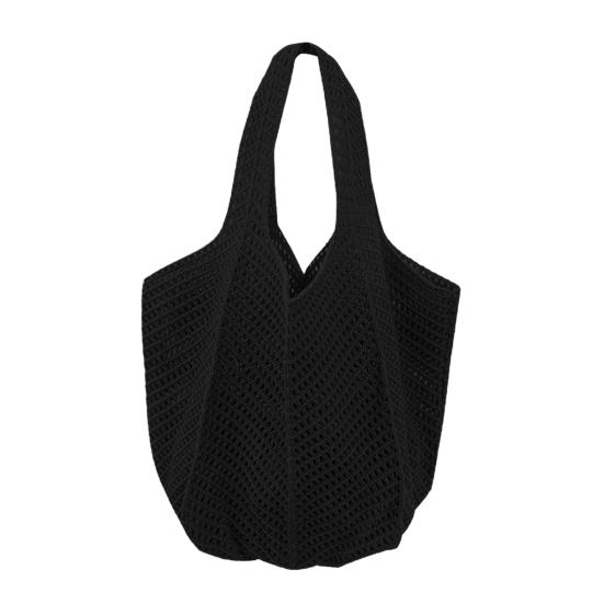Knitted Handbag with Convenient Structure Solid Color Spacious Beach Bag Exotic Vacation Roomy Tote Bag
