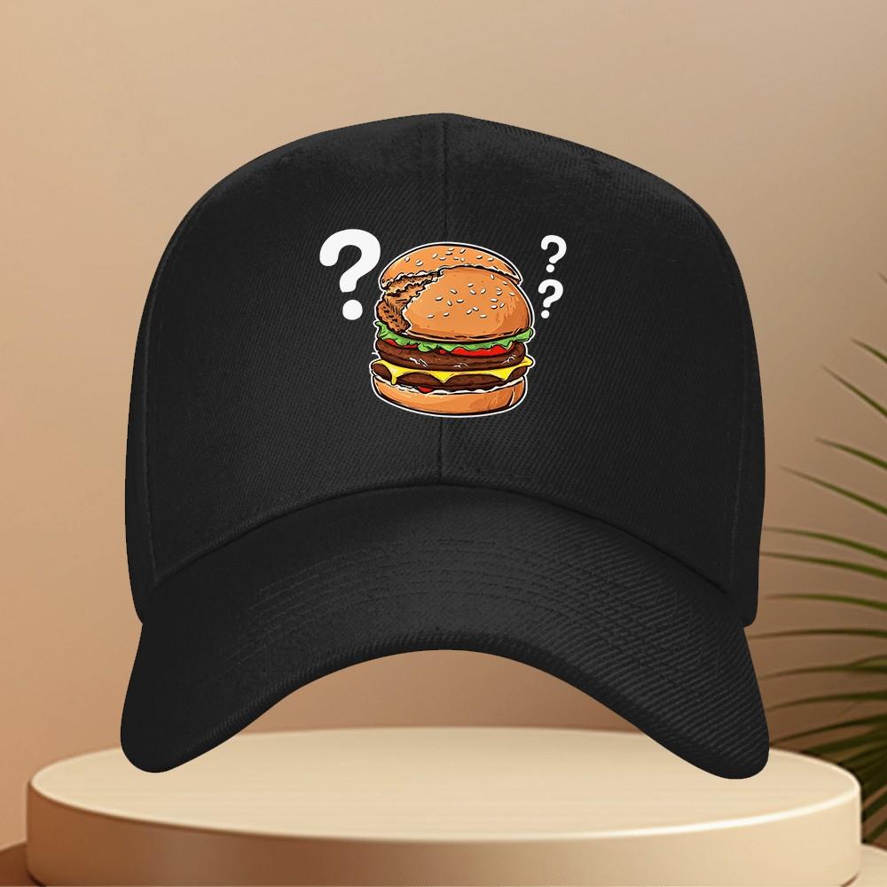 Confused Double Burger Question Mark Baseball Cap Polyester Adjustable Outdoor Golf Unisex Cap