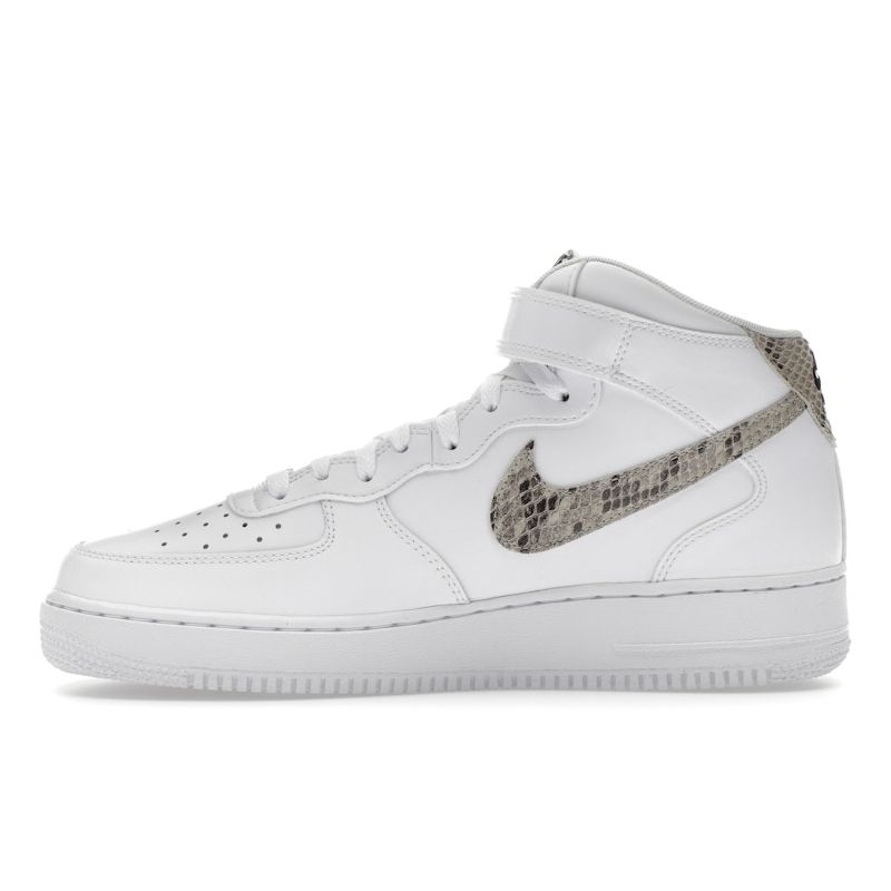 Nike Air Force 1 07 Mid Snakeskin Swoosh Women Sneakers White Black Sanddrift DD9625-101