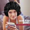 New Large Satin Bonnet Silky Night Sleeping Cap Satin Bonnet With Head Tie Band Bonnet Lace Up Shower Cap Curly Braid Hair
