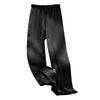 Women Casual Pants Elastic High Waist Adjustable Drawstring Straight Wide Leg Pants with Pockets Solid Color Ice Silk Cool Trousers