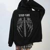 Худи-куртка Harajuku Y2K с дьявольскими крыльями в черном цвете – Унисекс осенний стиль на молнии и с капюшоном