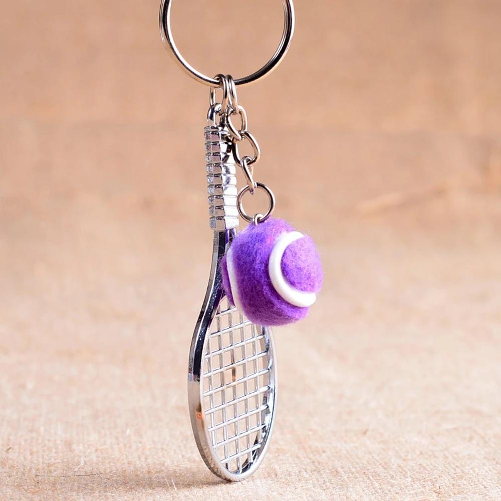 Key Rings Metal Car Key Chain Tennis Ball Sports Key Chain Tennis Racket Keychain Mini Keychain