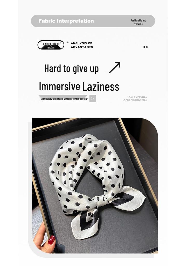 Versatile White Polka Dot Mulberry Silk Scarf - Stylish Korean Small Square for Spring/Summer