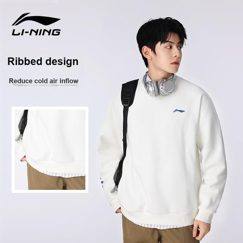 Li Ning Мужская серия фитнеса Модный минималистичный удобный универсальный свитшот с принтом логотипа-буквы Унисекс свитшот AWDTE67-36