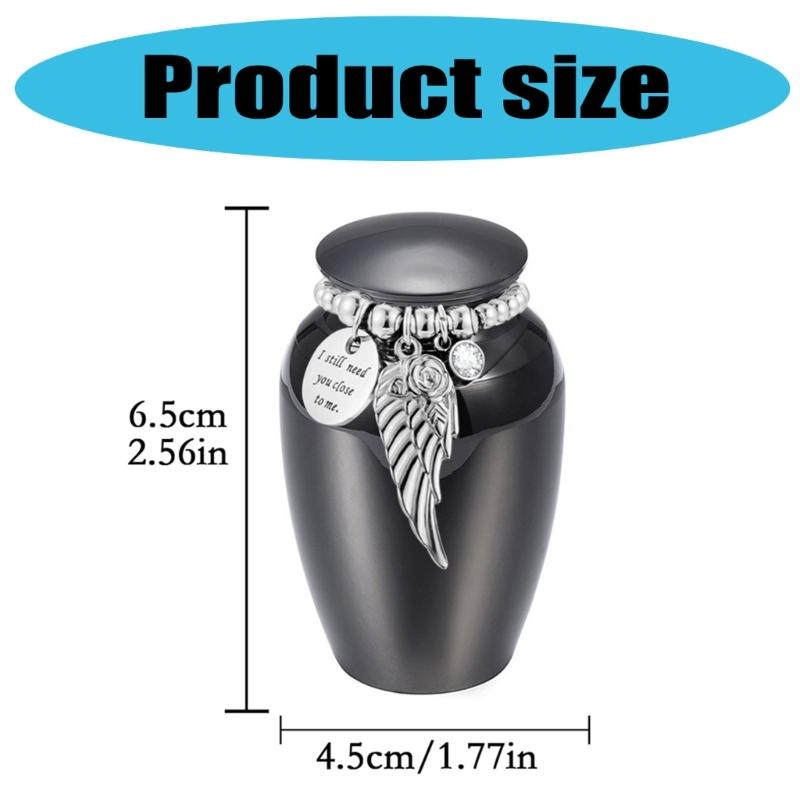 Алюминиевый сплав Питомец Урна с дизайном крылатой бусины Безопасное герметичное уплотнение Держатель для праха для питомца Мемориальные сувениры Шарм Декор
