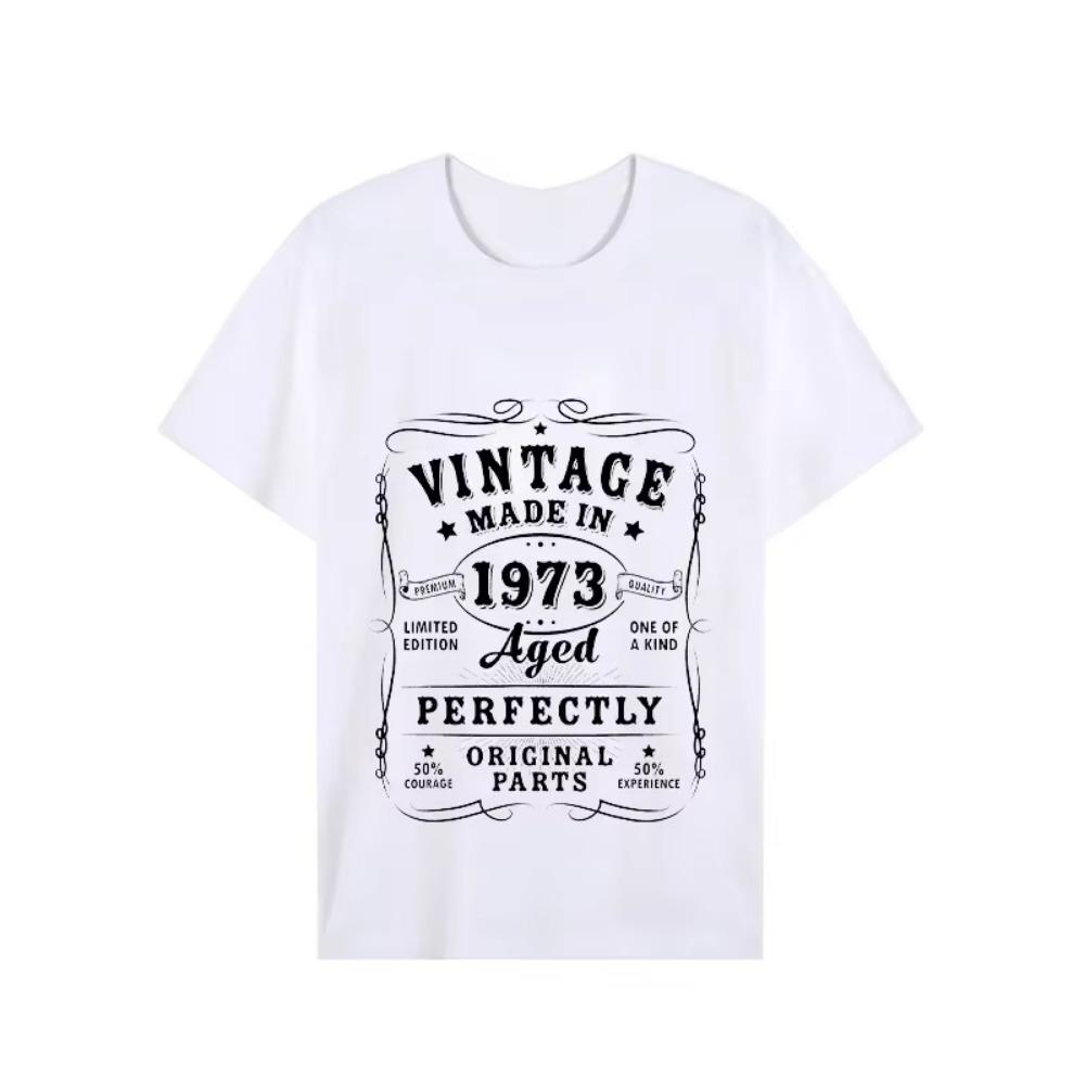 1973 50th Birthday T-shirts T-shirt Vintage 1973 Men Short Sleeve Tops Street 1973 T Shirt for Men T Shirt Oversize Tee Shirt Man