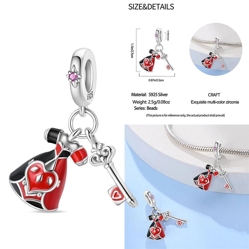 100% Медь Изысканные Карты Таро Браслет Подвески Кроваво-Красный Огненный Змей Роза Шармы Бусины Сделай Сам Украшения Для Женщин