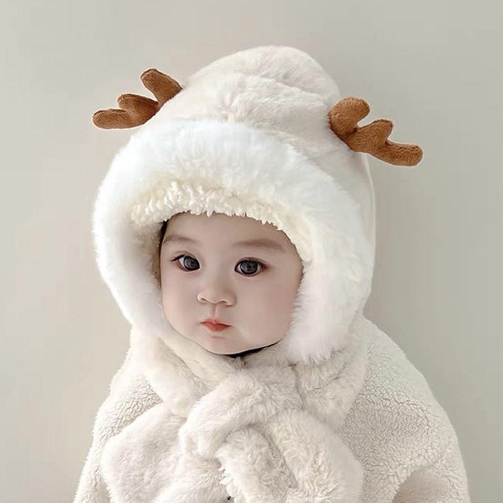 Толстая теплая цельная шапка-бини, шапка с мехом, закрывающая шею и уши, милый детский капюшон-шарф, зимняя