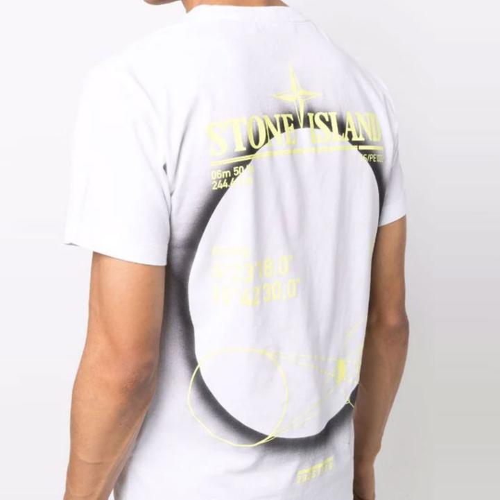 STONE ISLAND Мужская футболка с принтом логотипа SS22, с круглым вырезом, короткий рукав, Белый 76152NS97-V0001