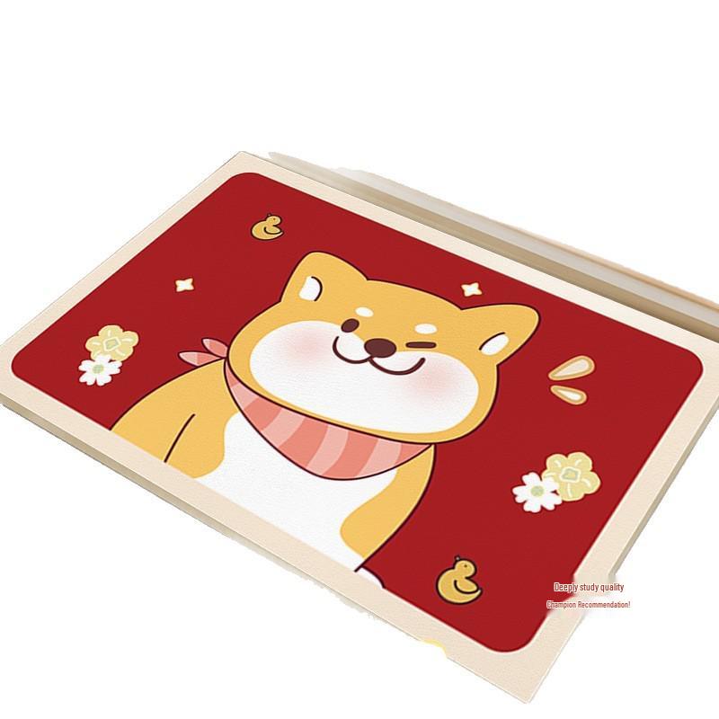 New Year Anti-Slip Red Bathroom Floor Mat - Quick-Drying, High Water Absorption