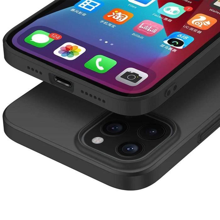 Coque pour iPhone 12 Pro - E.F.CONNECTION - Noir - Silicone - Anti-choc - 2 Verres trempés