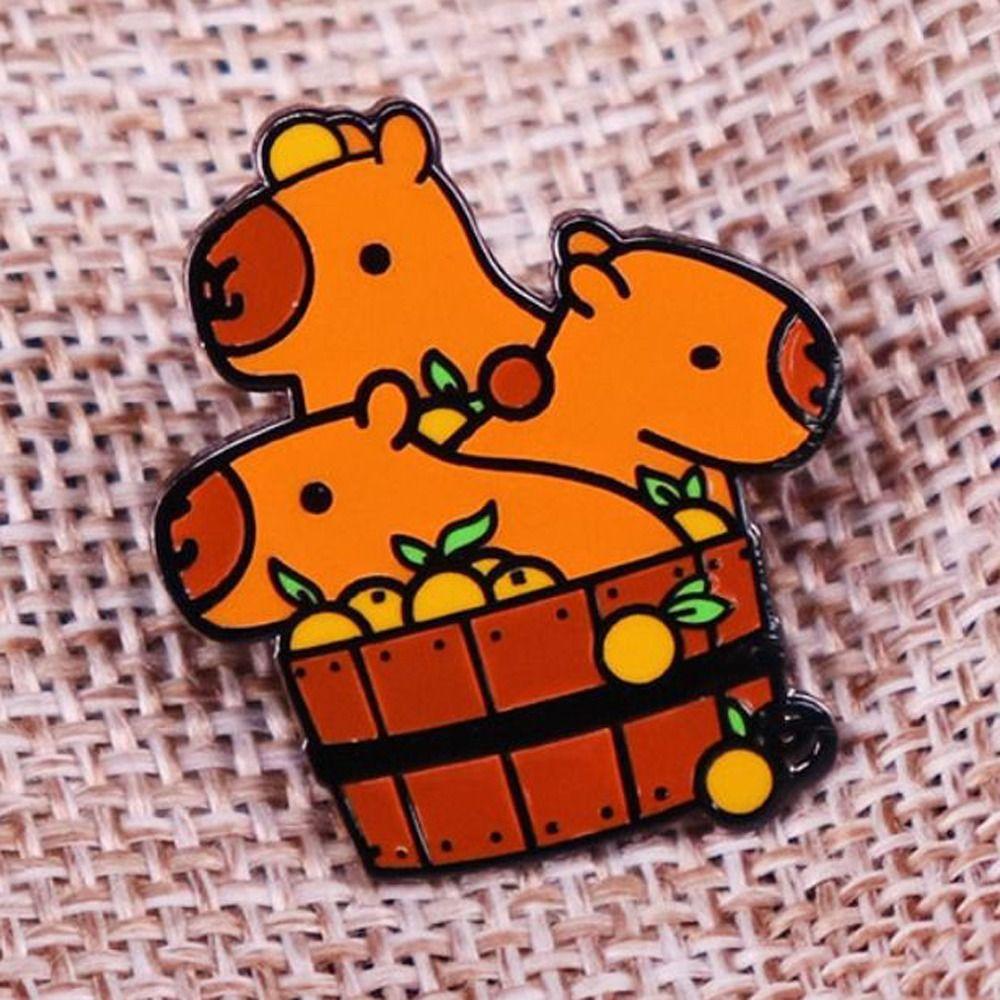 Брошь в виде животного Капибара, набор эмодзи, значок из цинкового сплава Капибара, мультяшная булавка, брошь, украшение для школьного ранца