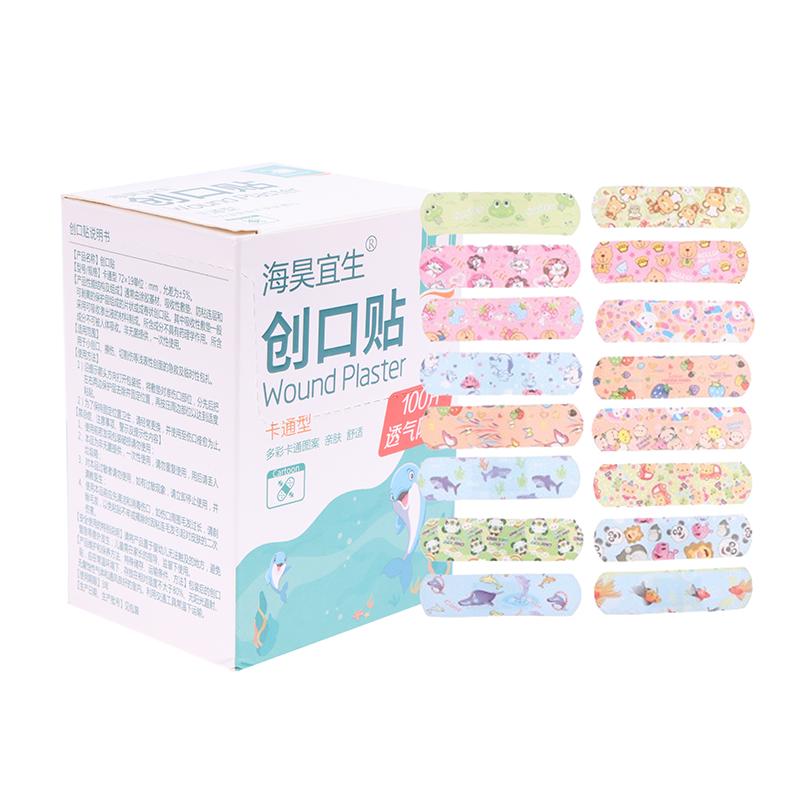 100 шт., клейкие повязки, пластыри для ран, пластыри для детей, с мультяшным рисунком, водонепроницаемые, гемостаз, детские пластыри, наклейки