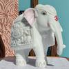 White Elephant Statue Trunk Down Hathi Figurine Big Size 7 Inch Elephant Marble Resin Decorative Showpiece